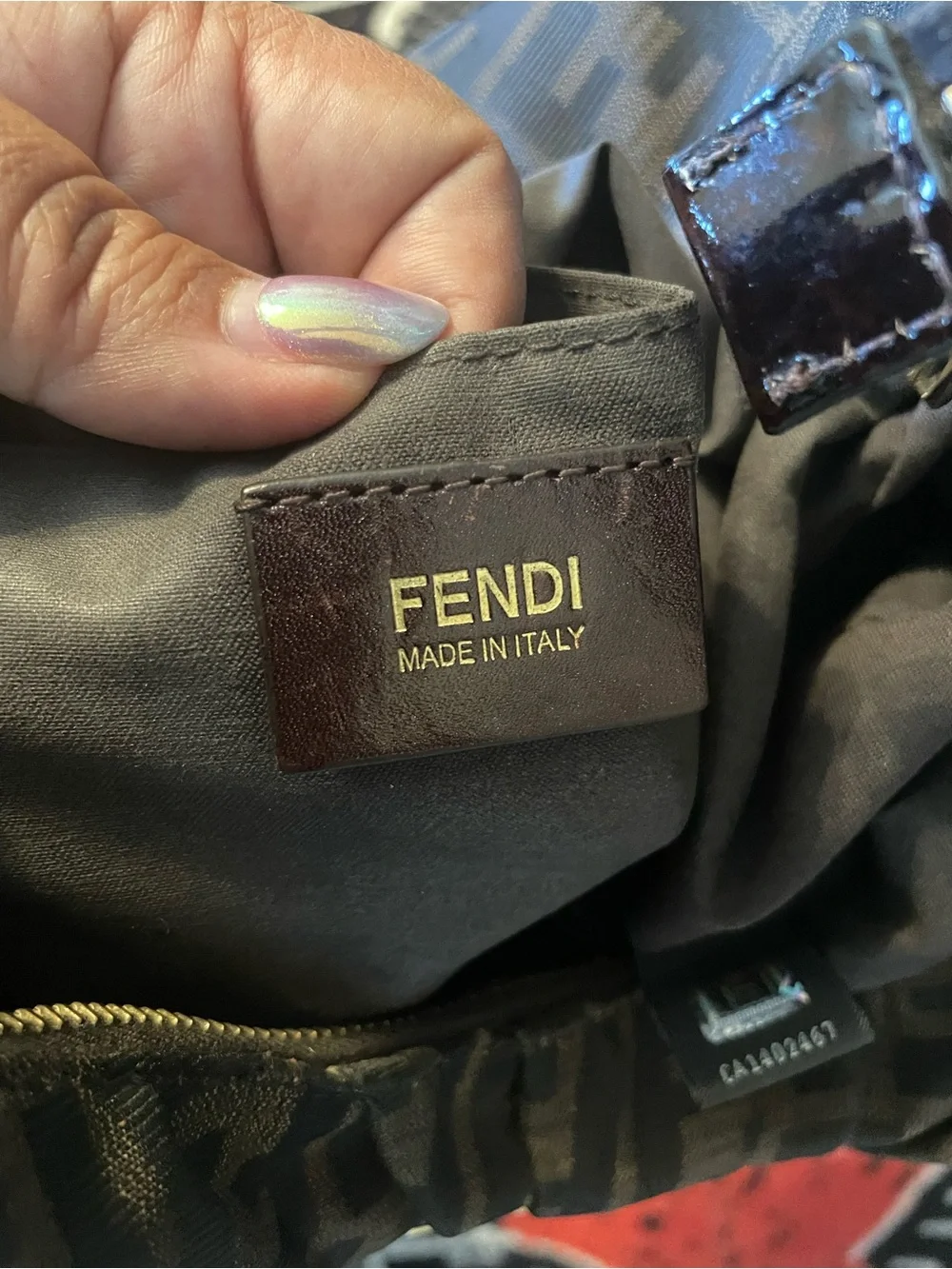 Fendi Mia Monogram Canvas Hobo with Chain Strap and Silver Plaque